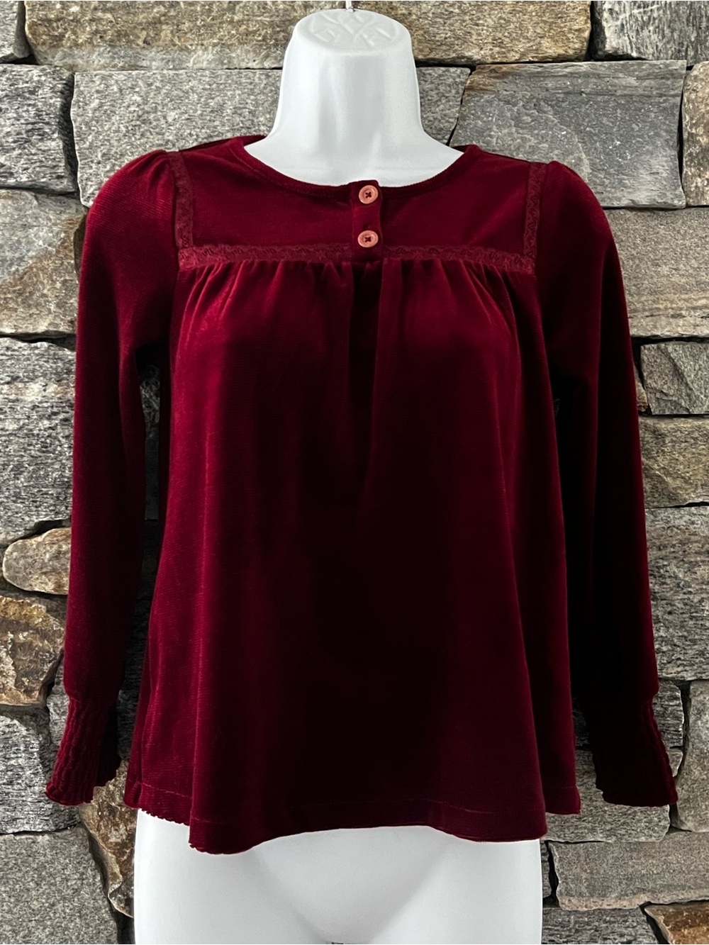 Matilda Jane Burgundy Velvet Long-Sleeve Peasant Top